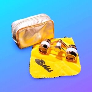 Vintage Binoculars Magnificent Opera Binoculars Gold & Mother Of Pearl W Case. J